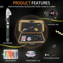 Удочка Combo телескопическая и катушка полный комплект спиннинг рыболовная Шестерня Вьюрка полюс набор 100 м рыболовная леска приманки Крючки