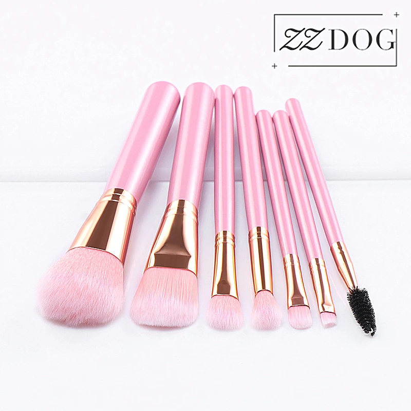 

ZZDOG 7Pcs Makeup Brushes Set Portable Powder Blush Eye Shadow Eyebrow Blending Eyelash Brush Wooden handle Soft Natural Hair