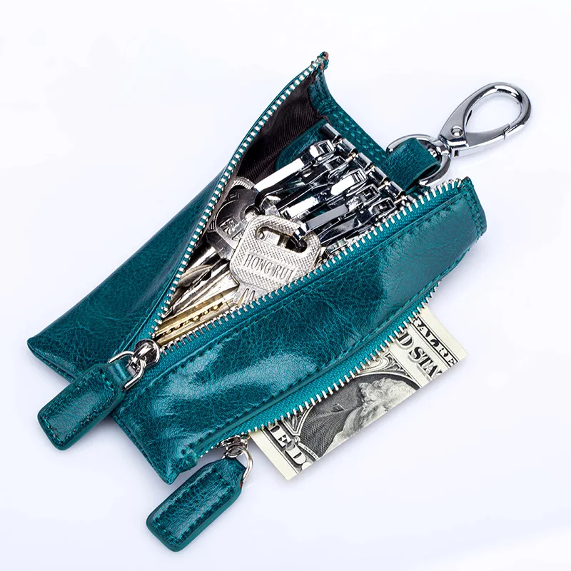 

Men Leather Key Holder Car Vintage Multicolor Multifunction Key Wallet Women housekeeper organizer key Case Soft Zip Key bag