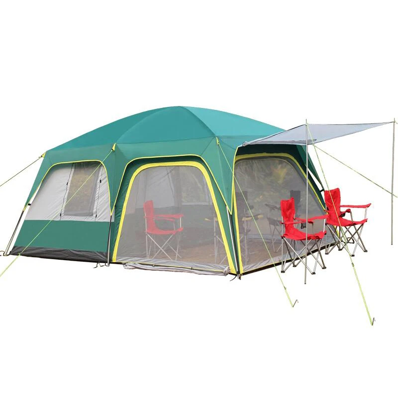 6 8 10 12 Person 2 Bedroom 1 Living Room Outdoor Camping Car Tent Hiking Travel Mountaineering Party Family Beach Relief Tent - Цвет: Зеленый