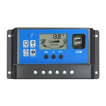 

60A/50A/40A/30A/20A/10A 12V 24V Auto Solar Charge Controller PWM Controllers LCD Dual USB 5V Output Solar Panel PV Regulator
