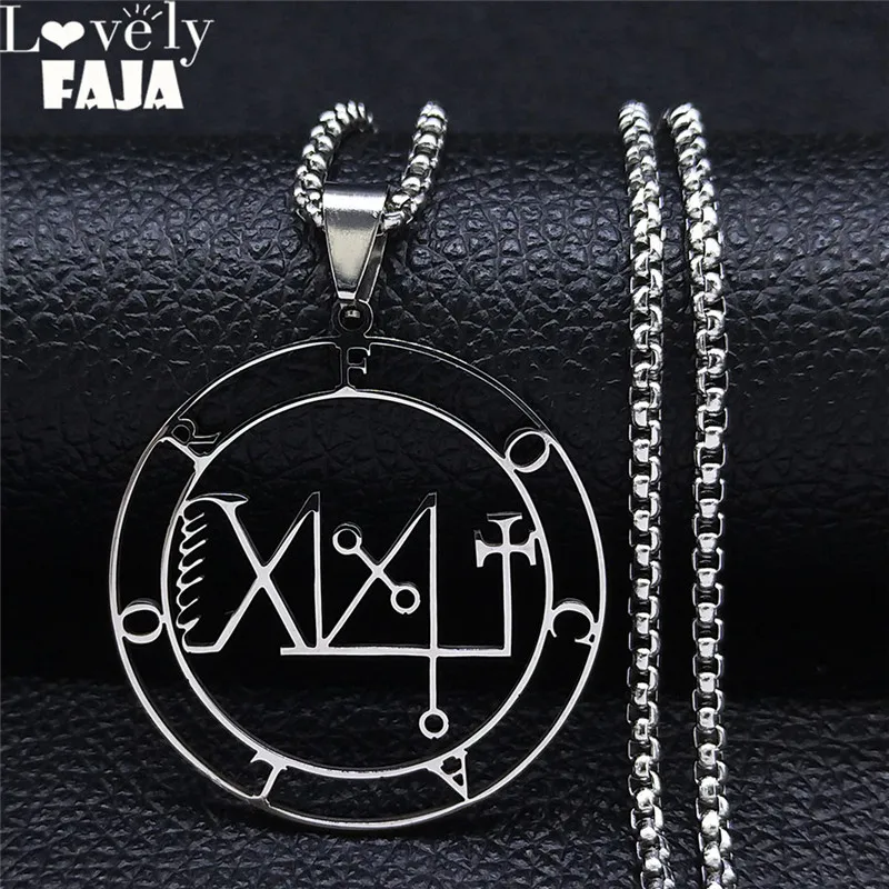 Pentagram necklace Goetic demon Satanic jewelry Baphomet necklace Wiccan necklace Lucifer sigil pendant Occult jewelry Pagan jewelry