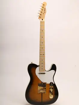 

Zuwei Electric Guitar T-style L Guitar Quilted Maple Top Vener ,Gold Hardware,Vintage C Shape Neck ,Strings Thru Body Tobacco