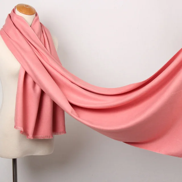200*60 см женский мягкий однотонный шарф из кашемира пашмины зимний теплый длинный матовый шарф шаль шарфы модное толстое одеяло для путешествий - Цвет: hot pink