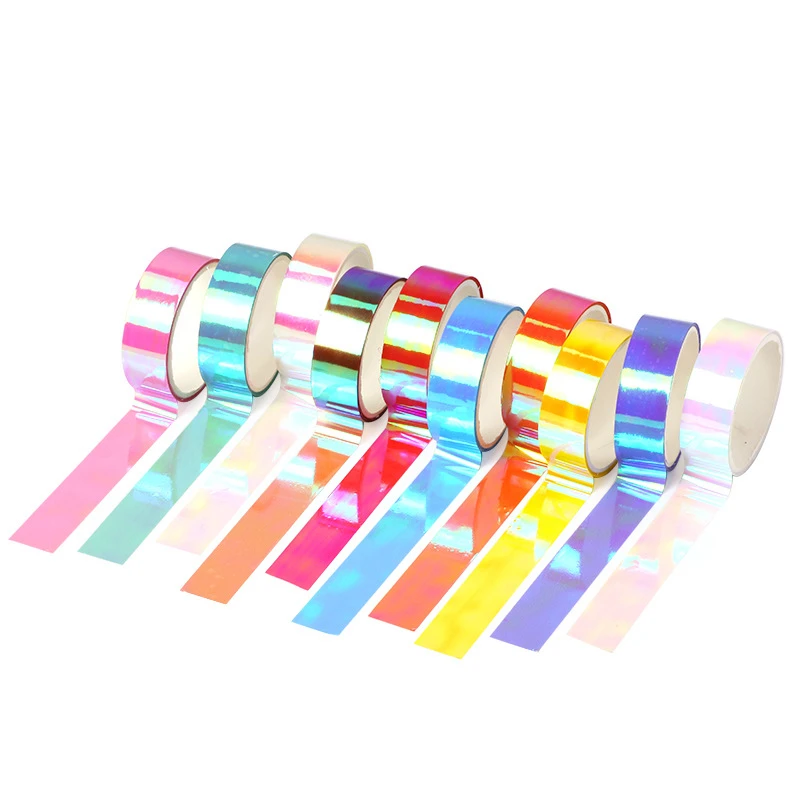 

10PCS DIY Colorful Laser Washi Tape Scrapbooking Sticker Decorative Masking Tape Stationery Adhesive Tape School Papelaria