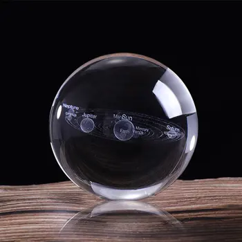 

3D Solar System Crystal Ball Planets Glass Ball Laser Engraved Globe Miniature Model Home Decor Astronomy Gift Ornament