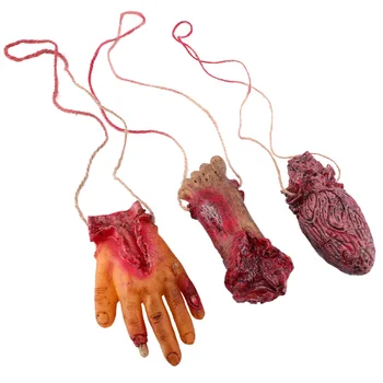 

6pcs Halloween Hanging Drops Halloween Decorative Props Lifelike Broken Hand Broken Feet Props Spoof Haunted House Scene Layout