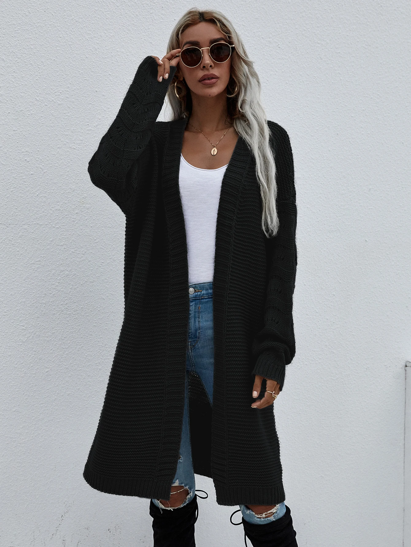 MAYCAUR 2022 Early Spring Long Cardigan Solid Color Women Commuter Loose Knit Women's Fashion Sweater Woman Clothing vintage sweaters Sweaters