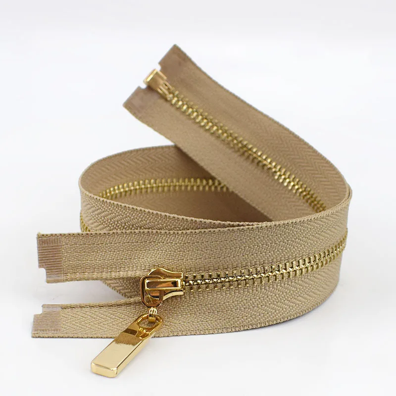 khaki 2 шт. Meetee 3# Металлические молнии с открытым концом 40/70 см золотые зубы Длинные молнии для шитья сумки пуховик юбка одежда аксессуары - Цвет: khaki