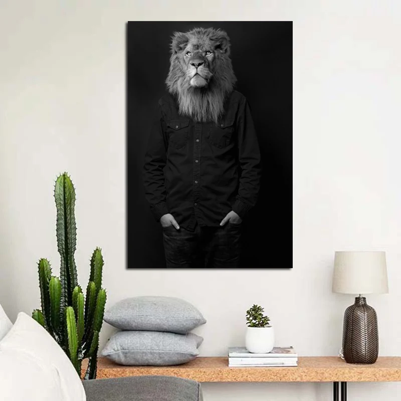 

Lion Head Picture Wall Poster Modern Style Canvas Print Painting Art Aisle Living Room Unique Decoration