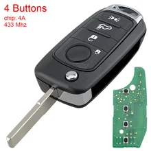 Mando a distancia inteligente abatible para coche, 433MHz, 4 botones, entrada sin llave para coche con Chip 4A, compatible con Fiat 500X Egea Tipo 2013-2018