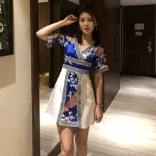 Японский стиль, принт сакуры, женский комплект одежды, кимоно, юката, купальный халат, пижама с v-образным вырезом, сексуальный массаж, спа Униформа официантки