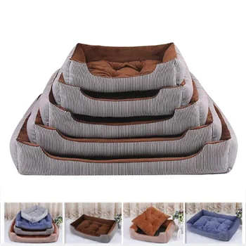 

Winter Warm Dog Bed Stripe Soft Cotton Dog House Plus Size Pet Bed for Dog Cat Dog Kennel Drop Shipping