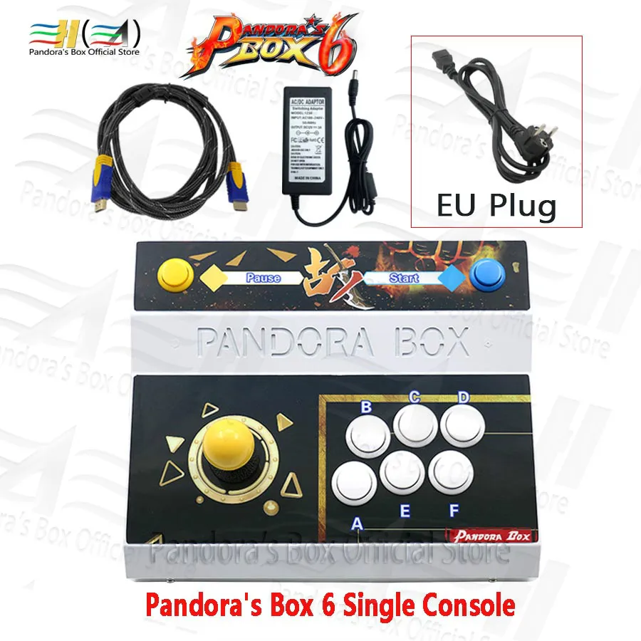 Новинка Pandora box 6 1300 в 1 одинарный Железный консоль аркадная игра fight stick Поддержка FBA MAME PS1 может добавить 3000 игр 3d tekken - Цвет: PB6 single EU plug