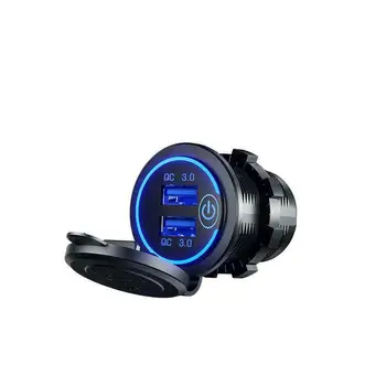 

12V/24V Fast Car Charger Socket Outlet QC 3.0 Dual USB Port For Car Truck Boat Accesorios Para Auto USB Socket