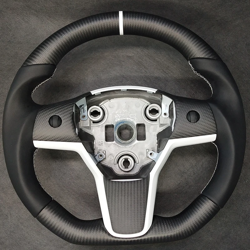 High Quality Matte Alcantara Carbon Fiber Steering Wheel For Tesla Model 3 2017 2018 2019 2020 2021 Car Accessories