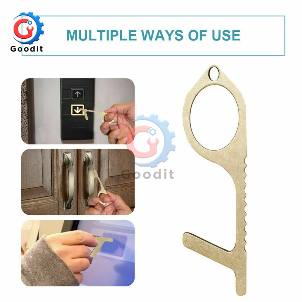 Portable EDC Door Opener Press Elevator Tool Contactless Safety Handle Brass Key Grip Protection No-Touch Open | Обустройство дома