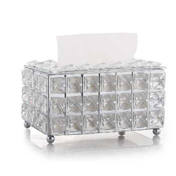 

Rhinestone Tissue Box Paper Rack Office Table Accessories Facial Case Holder Creative Napkin Tray for Home Hotel Car