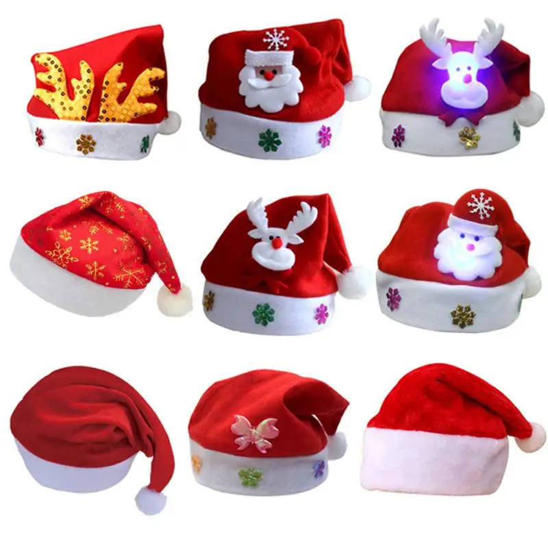 Christmas Hat Ornaments For Home Xmas Santa Claus Gifts Navidad Decor Winter Caps Kids | Дом и сад