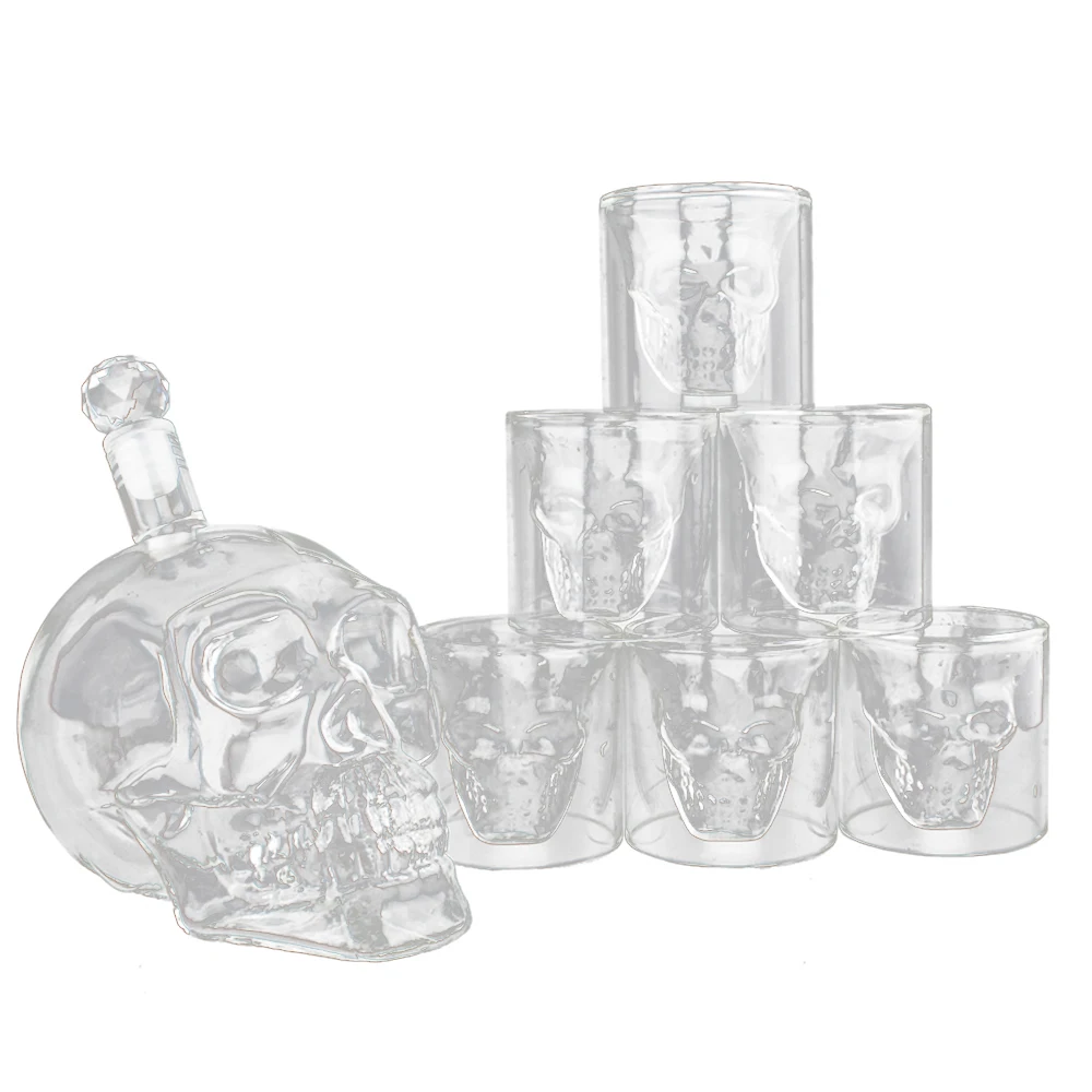 6 двойных/Набор стеклянных стаканчиков в форме скелета, посуда для питья, посуда для напитков, бокал для виски, es, Термостойкое для пива, вина