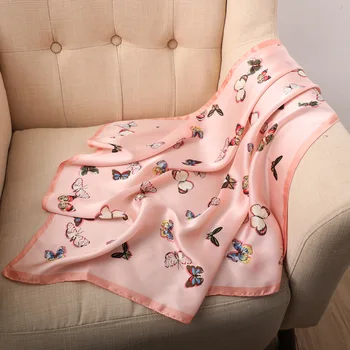 

2020 New Style Imitation Silk Small Square Scarf Fashion Silk Scarf Female Sunshade Tourism Neck Four Seasons Available Scarf