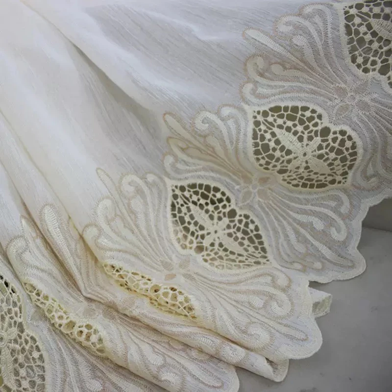 Curtian Tulle Европейская Высококачественная открытая Водорастворимая прозрачная занавеска с вышивкой, бежевая прозрачная занавеска для гостиной, спальни, кухни, T319#4 - Цвет: Curtian Tulle