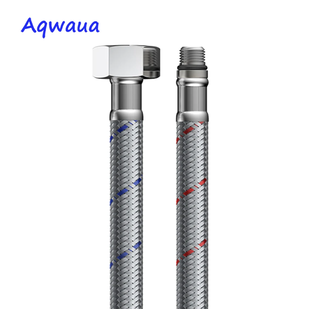 Plumbing Hose Water Pipe Plumbing Supply Hose Aqwaua Faucet Hose 1 Pair Cold and Hot Water Mixer Water Supply Flexible Pipe Crane Hoses 40/50/60CM