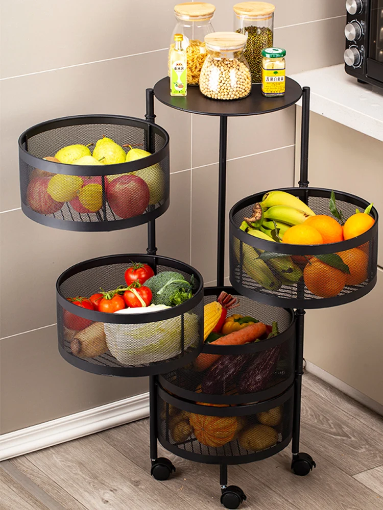 Кухонная стойка для овощей многослойная круглая вращающаяся корзина товары