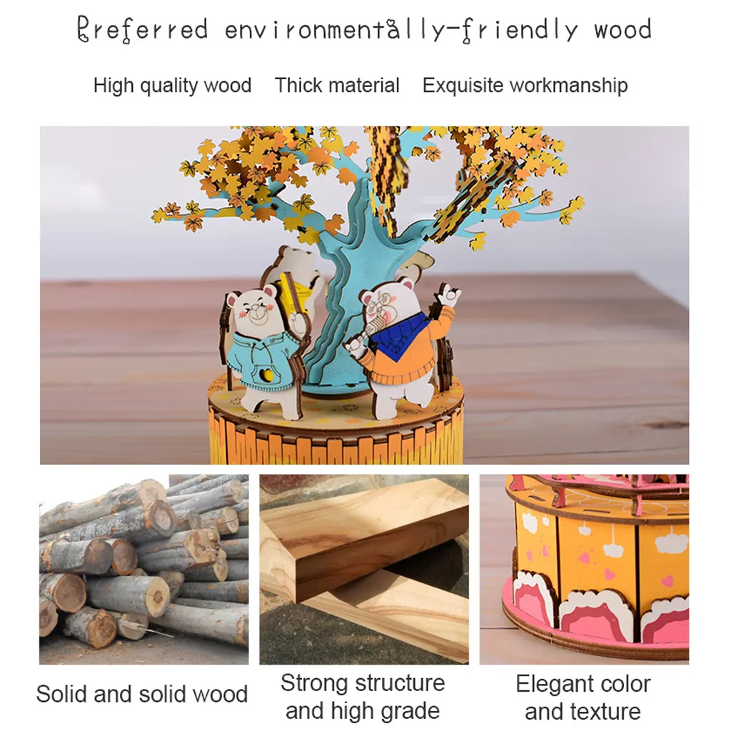 Высокое качество 3d деревянная игрушка-головоломка-diy Модель ремесло комплект домашнего украшения Рождество музыкальная шкатулка Новинка