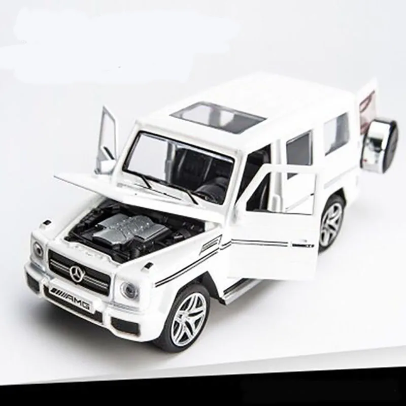 Белый G65 G63 G500 внедорожник джип бензамид игрушка модель машины из сплава игрушки для автомобиля Openable Звук Свет оттяните назад 1:32 модель автомобиля мальчик подарок для детей - Цвет: Белый