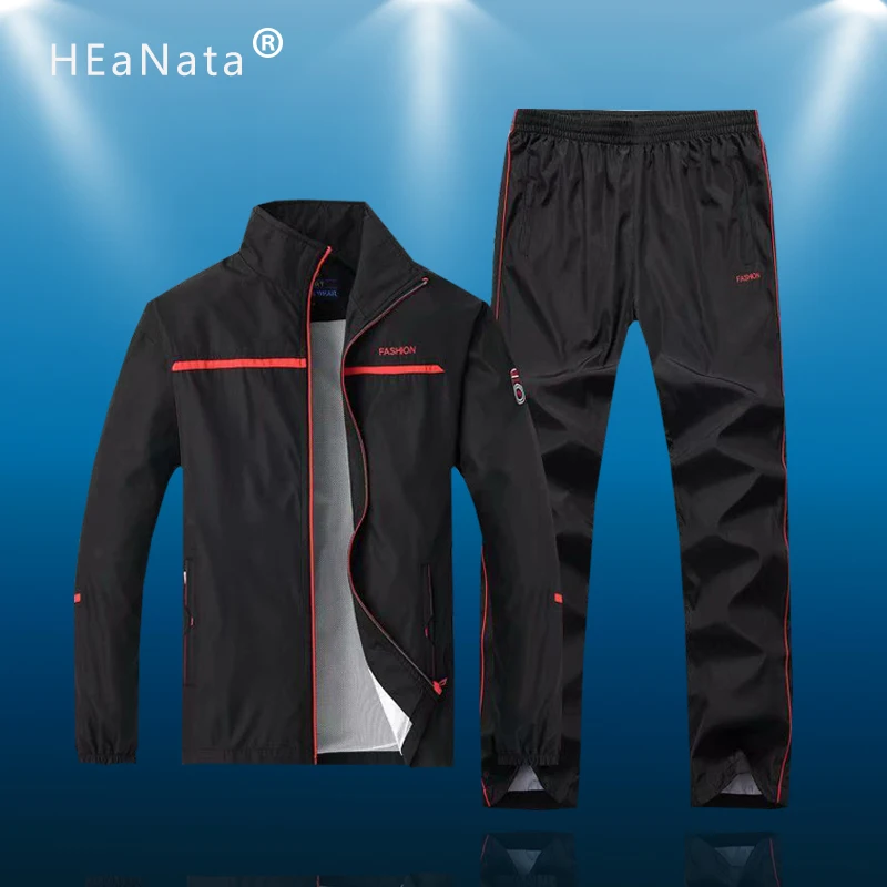 

Men's Sportswear Sets Long Sleeve Full-Zip Running Jogging Sport Jacket +Sweatpants Workout Letter Print Tracksuit Men 5XL