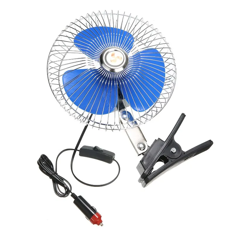 Mayitr 1pc 12V 25W Summer Electric Car Fan Portable Vehicle Auto Fan Oscillating Cooling Fan Low Noise With Cigarette Lighter