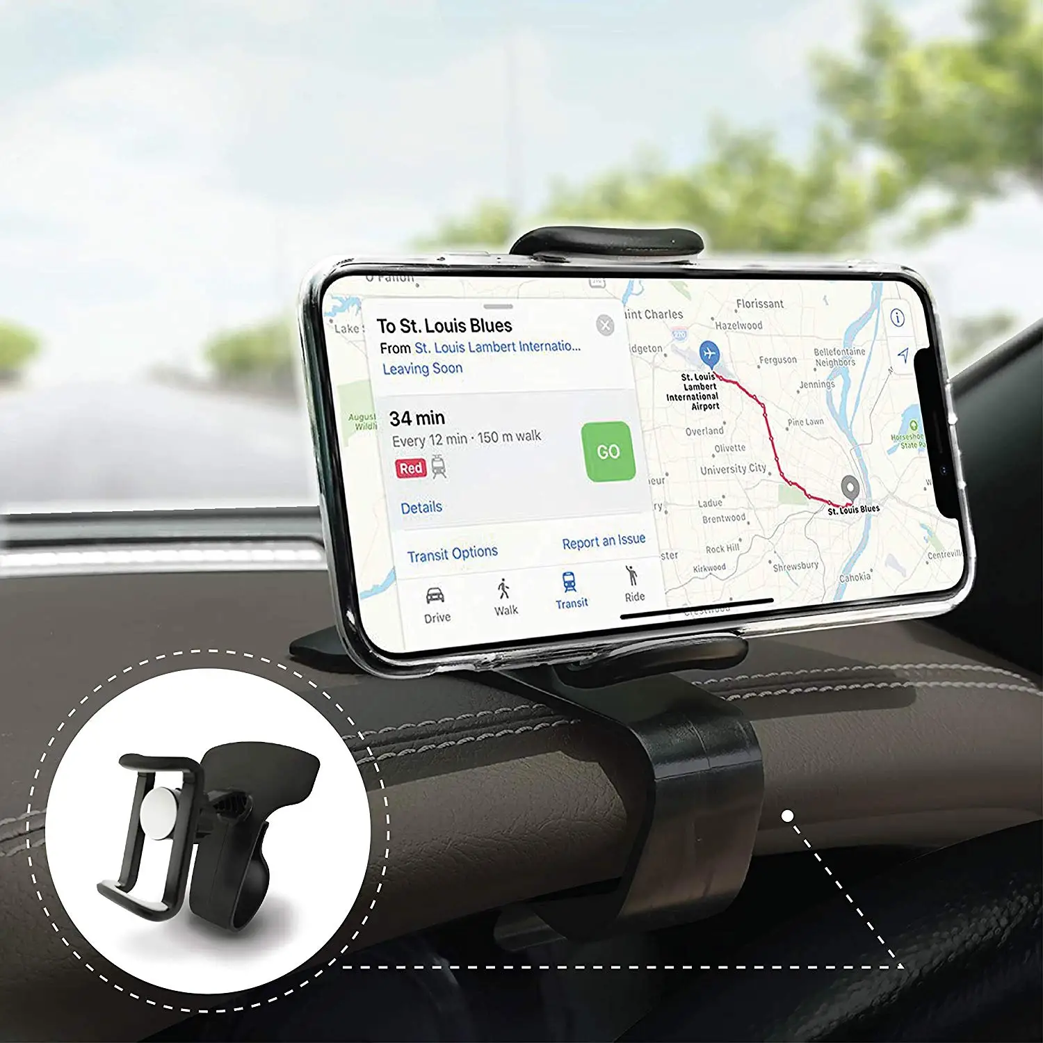 XMXCZKJ Newest 360 Rotation Adjustable HUD Car Dashboard Phone Holder GPS Clamp Clip cellphone Stand for Iphone 11 Xiaomi Huawei