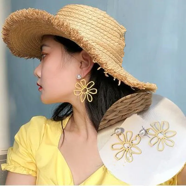 Ey1272 Корейская версия моды простые милые/Романтические полые большие серьги с