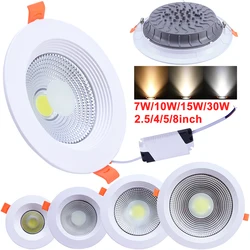 Plafonnier LED avec technologie COB, 7/10/15/30W, économe en énergie, éclairage d'intérieur, idéal pour une chambre à coucher, un salon ou une salle de bain, modèle AC85 265V 