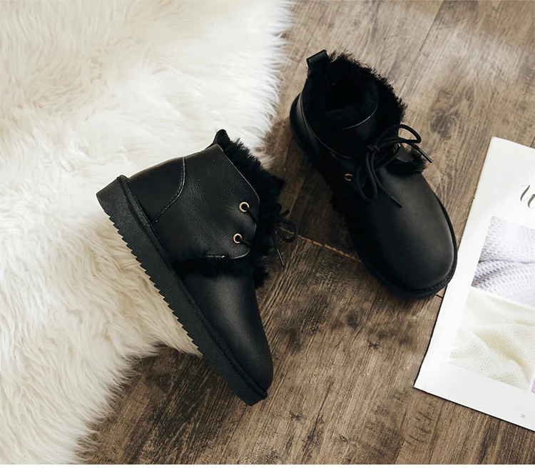 Австралийские брендовые зимние женские ботинки высокого качества; ботильоны из натуральной овечьей кожи; botas mujer; большие размеры 34-44