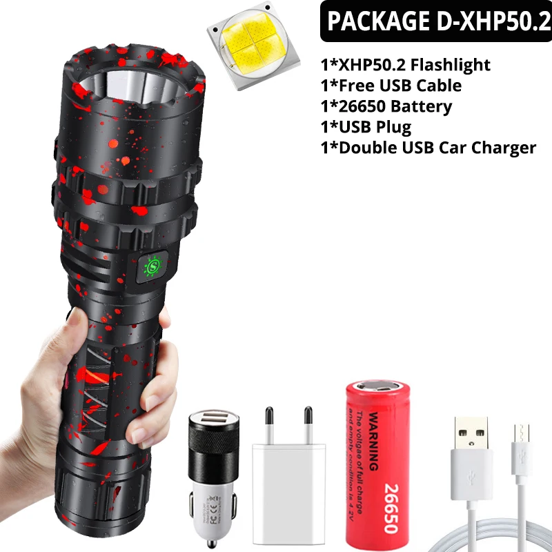 Package D-XHP50.2 Тактический фонарь мощный XHP50.2 светодиодный фонарь Xlamp алюминиевый охотничий L2 водонепроницаемый 18650 26650 фонарь Lanterna - Испускаемый цвет: Package D-XHP50.2