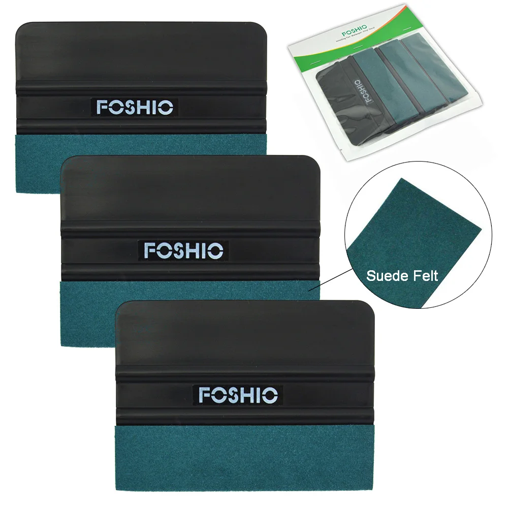 FOSHIO 3/6pcs Wrapping Squeegee Suede Felt Edge Scraper For Carbon Fiber Film Install Car Sticker Removal Window Tint Cleaning car wrapping tools vinyl squeegee window tinting squeegee automotive film tools window tint squeegee