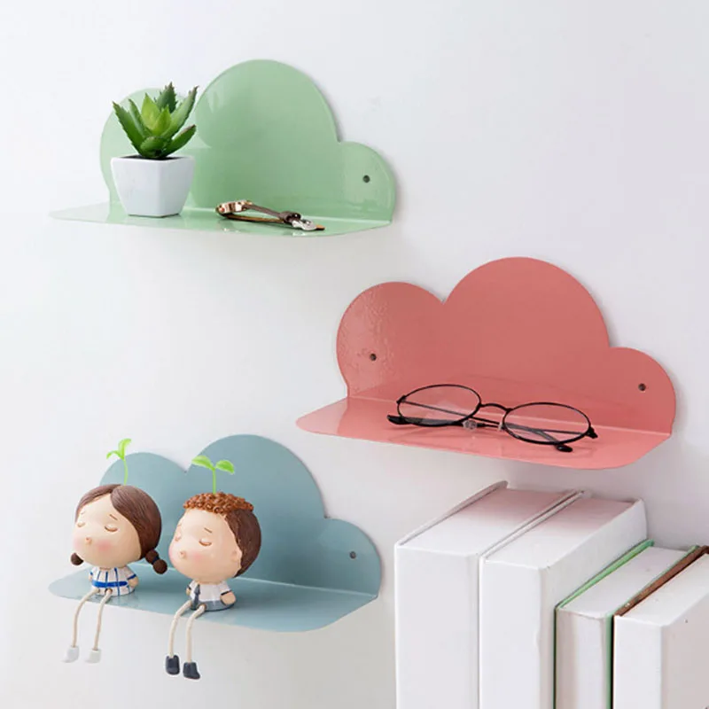 ABSS-Iron Art Cloud shape настенная полка пробивная Вешалка Стеллаж для хранения гостиной спальни настенная декоративная Прочная вешалка синего цвета