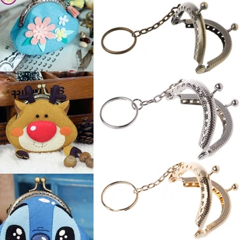 

1PC Coin Purse Bag Arch Frame Kiss Clasp Lock With Key Ring DIY Craft 5cm M2EA