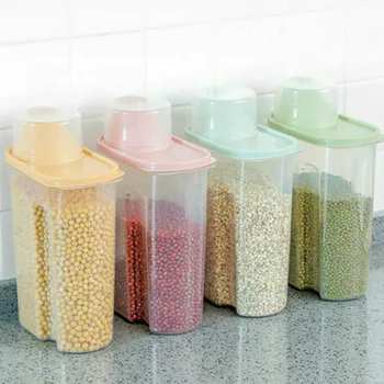 

4pcs Large Capacity Airtight Dry Food Container Durable Cereal Storage Box 2.5L