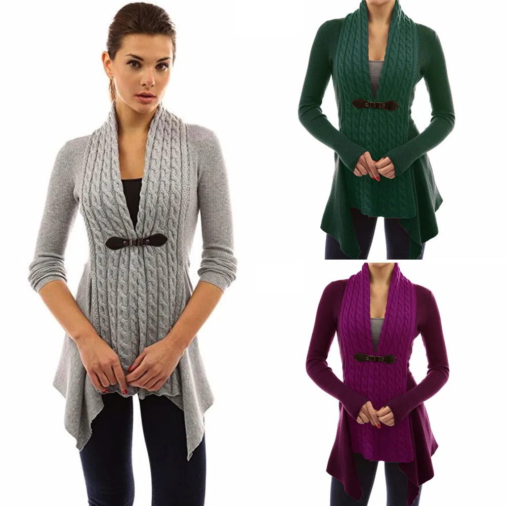 Женский осенне-зимний вязаный свитер с длинным рукавом более размера d, асимметричный длинный кардиган, пальто, топ для девушек, уличная одежда, свитер размера плюс