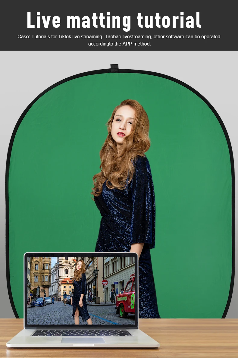 2 in 1 Green Blue Background Collapsible Screen Panel Backdrop Reflector for Pho