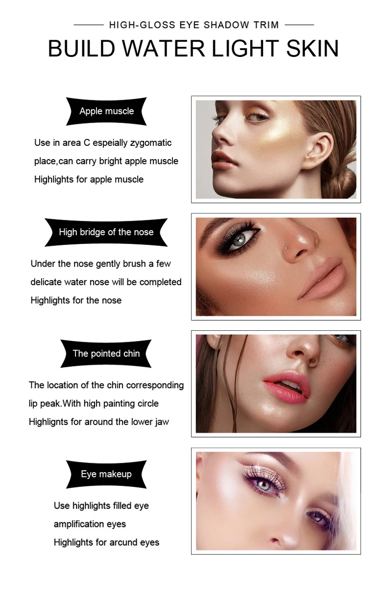 Kissbeauty Алмазная блестящая пудра, жемчужный светильник, тени для век, ремонт, натуральный стерео порошок, торт, многоцветные варианты