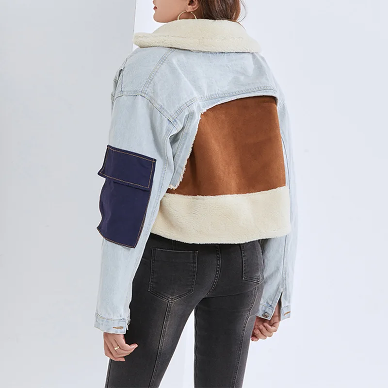 Niche Patchwork Lambskin Denim Jacket 