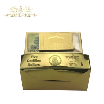 

100pcs/box Zimbabwe Banknotes Five Octillion Dollars Banknotes in 24k Gold Fake Banknotes
