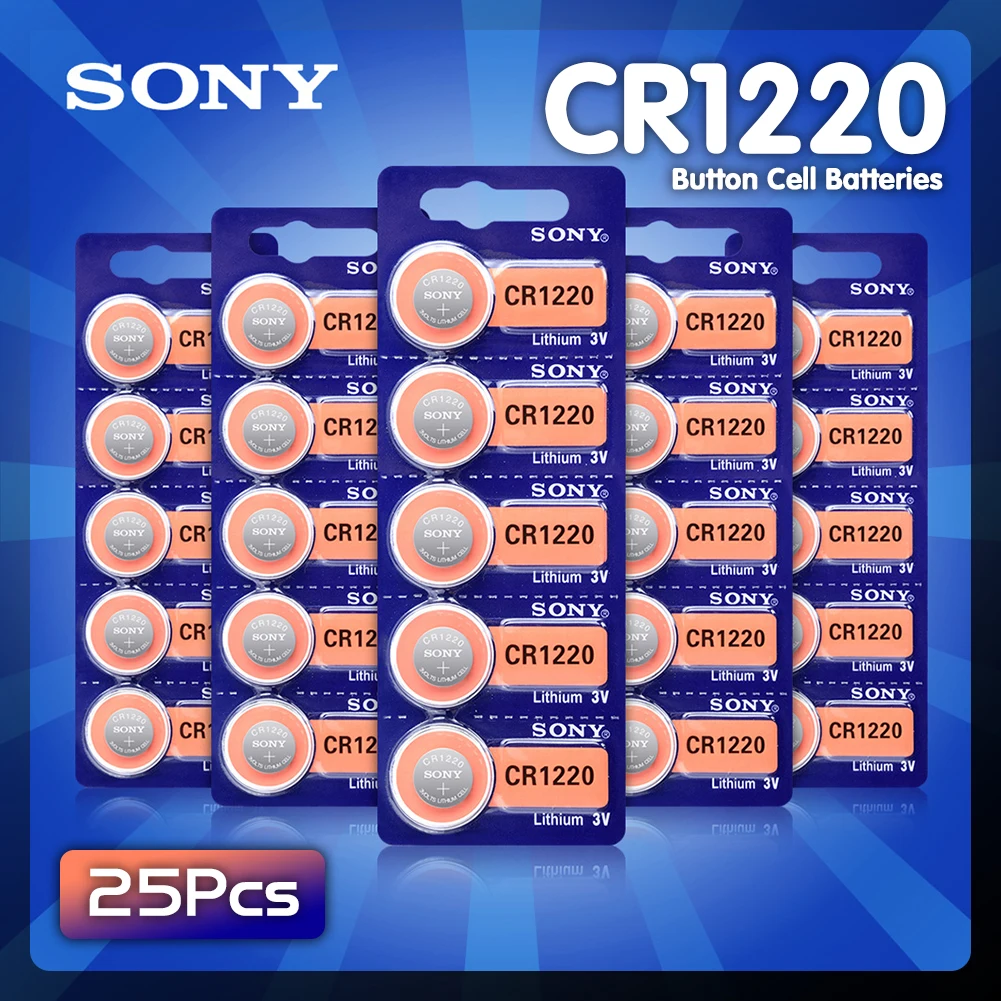 25pcs/pack Sony CR1220 Button Batteries DL1220 BR1220 LM1220 Cell Coin
