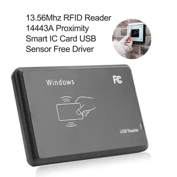 

13.56Mhz/125KHz RFID Reader 14443A/EM4100 Proximity Smart IC Card USB Sensor Free Driver Smart Card Reader Two Color LED