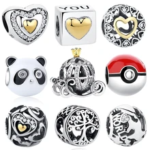 Blawang Аутентичные стерлингового серебра 925 Европейский Золушка тыквы каретки Шарм Золотая Корона Fit BW браслет