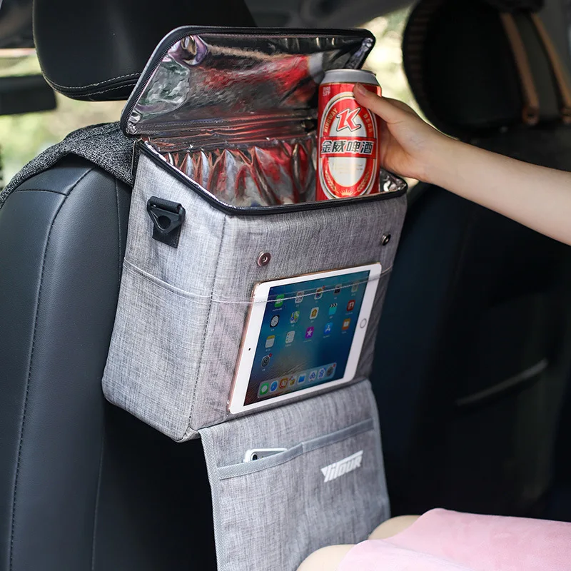 Car Seat Back Organizer Hanging Waterproof Cooler Bag Lunch Bag Food Drink Thermal Pouch Picnic Box Insulated Cool Container